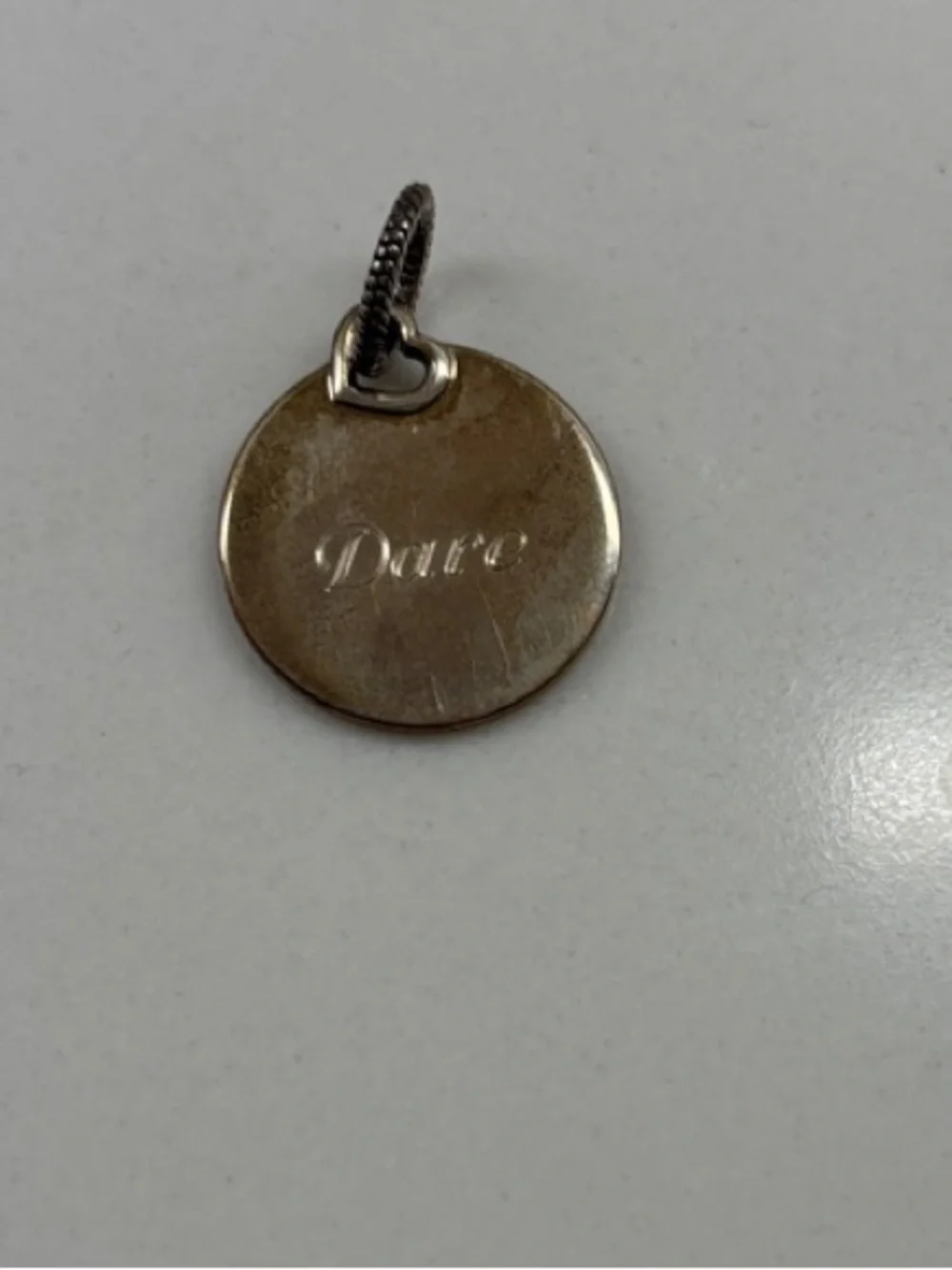 Pandora Sterling Pendant/Charm engraved with “Dream” & “Dare”